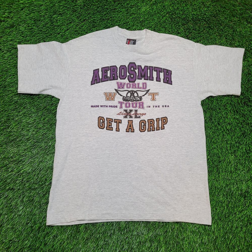 Vintage 93 Aerosmith Tour T-Shirt L Single Stitch Signed USA